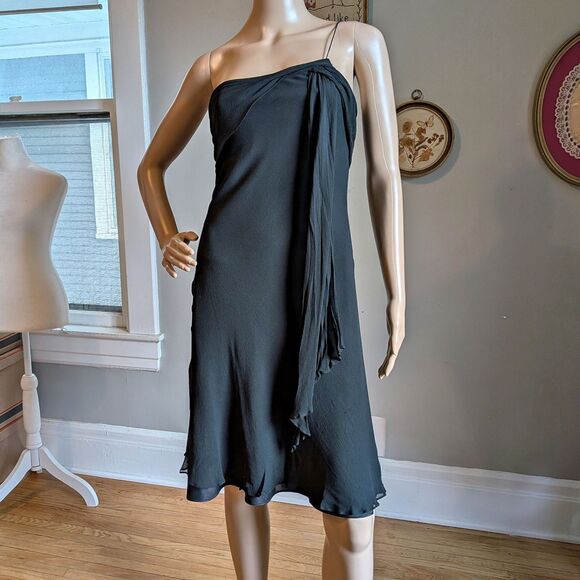 Vintage 90s Laundry Mini Little Black Dress Formal Cocktail Whimsigoth Size 6P - Picture 1 of 12